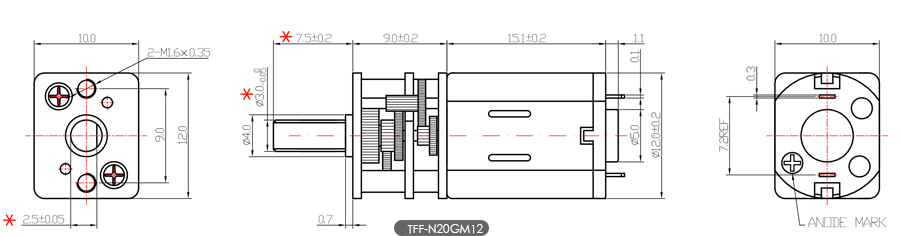 N20微型減速電機尺寸圖 N20微型減速電機尺寸圖
